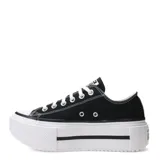 Championes urbanos Converse All Star Lift Double Stack, color negro con plataforma blanca y cordones blancos.