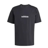 Remera negra de algodón con logo Adidas estampado en blanco en el pecho.