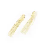 Par de caravanas doradas con flecos de cadenas finas y strass.