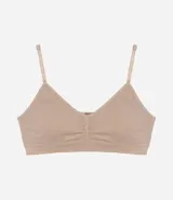 Soutien blanco de poliamida y elastano, con relleno removible y sin costuras.