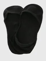 Calcetín invisible color negro, diseñado con una apertura especial para usar con ballerinas o calzado de corte bajo.