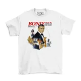 Remera blanca de algodón con estampa frontal del póster de la película James Bond Never Say Never Again, protagonizada por Sean Connery.