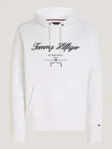 Buzo blanco con capucha de Tommy Hilfiger, con logo de la marca bordado en azul marino en el frente.