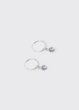 Aros de plata 925 hipoalergénica con dije de amatista.