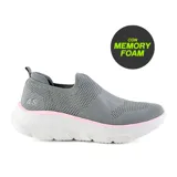 Championes deportivos American Sport Hardy, color gris con detalles en rosa y suela blanca.