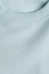 Buzo de corte oversized con cuello redondo, hombros caídos y puños y bajo acanalados. Presenta un diseño liso con interior cepillado suave.
