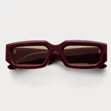 Lentes de sol rectangulares con armazón bordó y cristales marrones polarizados con protección UV400.