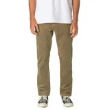 Pantalon de pana de corte recto ajustado, color verde oliva, con cierre de botón y cremallera, y bolsillos laterales.