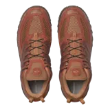 Championes Salomon modelo ACS Pro Red Ashes, en tonos marrón y terracota, con diseño técnico de senderismo, malla transpirable, estructura de jaula sintética y suela dentada.