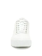 Sneaker de plataforma Cat modelo Amp, color blanco, con capellada de canvas recubierta en PU y suela de goma con tracción.