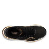 Championes de running Saucony Endorphin Speed 3, color negro con detalles dorados y suela blanca.