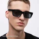 Lentes de sol cuadrados unisex, color negro, con protección UV 400 y lentes polarizadas alemanas con recubrimiento anti-scratch y superhydrophobic.