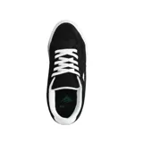 Championes de skate Emerica modelo Temple, color negro con detalles en blanco. Presentan un diseño de perfil bajo con capellada de gamuza, logo lateral característico de la marca, cordones blancos y suela de goma vulcanizada.