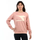 Buzo de algodón color rosa pálido, con cuello redondo y puños y cintura acanalados. Presenta el logo grande de Diadora en color crema en el frente.
