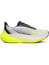 Championes de running Under Armour modelo Velociti Distance, con tecnología de amortiguación HOVR+ de longitud completa. Presentan un diseño ligero con parte superior de malla transpirable, mediasuela con marco translúcido y suela de alto rendimiento para carreras de larga distancia.