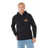 Canguro negro con cierre frontal, capucha con cordones ajustables y estampado del logo de Rip Curl en el pecho.