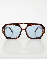 Lentes de sol con armazón de policarbonato estilo aviador con marco grueso en carey y cristales degradados en tono marrón.