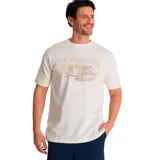 Remera de algodón color crema con cuello redondo y manga corta. Presenta un estampado gráfico en el pecho con la leyenda 'A Tractor Company' y la ilustración de un tractor.