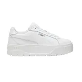 Championes Puma modelo Karmen II L, color blanco con plataforma alta, diseño urbano y detalles metalizados.