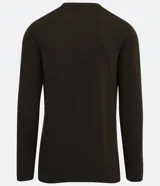 Buzo negro de algodón con cuello redondo y mangas largas.