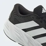 Championes de running Adidas Galaxy 8, de color negro con las tres tiras características en blanco en los laterales y entresuela gruesa de amortiguación blanca.