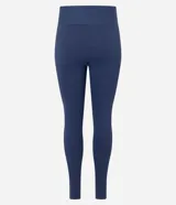 Pantalón legging deportivo Get Over de color azul, confeccionado en microfibra, con tiro alto y diseño de cintura cruzada.