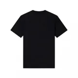 Remera negra de manga corta con cuello redondo. Presenta el logo de EA7 Emporio Armani en blanco en el pecho, con el texto 'EMPORIO ARMANI' debajo.