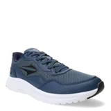 Championes deportivos Topper modelo Wind 5, color azul con detalles en negro y suela blanca. Presentan un diseño de malla transpirable con refuerzos sintéticos y cierre mediante cordones.