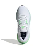 Championes de running Adidas Galaxy 7, color blanco con detalles en verde menta. Presentan diseño de malla transpirable, entresuela con tecnología Cloudfoam para mayor amortiguación y suela de goma resistente.