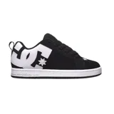 Championes DC modelo Court Graffik, color negro con el logo de la marca en blanco en el lateral. Diseño de estilo skate con suela plana de goma y cierre con cordones.