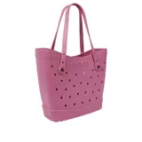 Bolso tipo tote Crocs Classic Medium, color negro, fabricado con material sintético con múltiples perforaciones para personalizar con Jibbitz, asas dobles y base texturizada antideslizante.