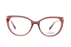 Armazón para lentes Azzaro modelo 30428, color rosa con detalles dorados en las esquinas. Diseño de acetato con forma de ojo de gato.