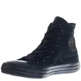 Championes Converse Chuck Taylor All Star de caña alta, color negro, con suela de goma y puntera reforzada.