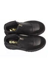 Botín de cuero marrón con cierre frontal con cremallera y suela track.