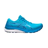 Championes de running Asics Gel-Kayano 29, color negro con detalles en rojo y amarillo. Presentan tecnología FF Blast+ en la entresuela para mayor amortiguación y diseño de malla transpirable.