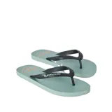 Ojotas Rip Curl modelo Icons Of Surf Bloom Open Toe, color verde con tiras negras y logo de la marca en contraste.