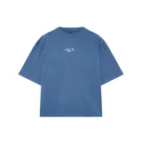 Remera azul de algodón, corte oversize, con cuello redondo y mangas cortas. Estampado en la espalda con el logo "HC" y la leyenda "Venefo Culture | Copyright 2022".