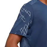 Remera de running Nike Dri-FIT Run Division Rise 365 para hombre, color azul marino con estampado reflectante en el hombro y logo de la línea Run Division en el pecho.