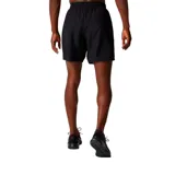 Short deportivo Asics de hombre, color azul petróleo, con logo reflectivo en la pierna derecha. Confeccionado en tejido ligero y materiales reciclados, con slip interior, cordón ajustable en la cintura, bolsillo interior oculto y aberturas laterales.