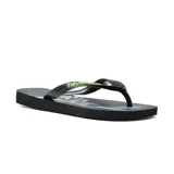 Ojotas Havaianas negras con estampado de Batman en una plantilla y el Joker en la otra.