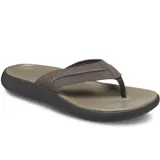 Ojotas Crocs Yukon Vista II Lr Flip para hombre, con parte superior de piel sintética marrón y detalles de costuras, base textil y suela de espuma Croslite con plantillas LiteRide.