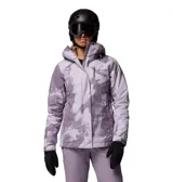 Campera de esquí 3 en 1 Columbia, con diseño estampado en tonos violeta. Cuenta con tecnología impermeable y transpirable Omni-Tech, forro térmico reflectante Omni-Heat y aislamiento sintético Thermarator. Incluye capucha ajustable, ventilación en axilas, faldón antinieve, múltiples bolsillos con cierre y puños ajustables.