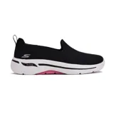 Zapatilla deportiva Skechers GOwalk Arch Fit - Grateful, color negro, sin cordones, con capellada de malla knit suave y plantilla Arch Fit con soporte en el arco plantar.