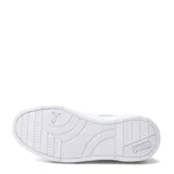 Championes Puma modelo Carina Mia, de diseño urbano con plataforma, color blanco con detalles en dorado en el logo lateral y en la lengüeta.