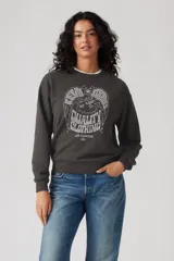 Buzo negro de corte clásico con cuello redondo y puños acanalados. Estampado frontal con el logo de Levi's y un águila.