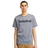 Remera gris de manga corta con logo Timberland estampado en el pecho.
