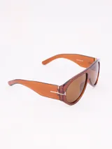 Lentes de sol estilo aviador con armazón de acetato color marrón y cristales tonalizados en degradé.
