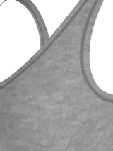 Bralette deportivo gris de algodón elástico con logo de Tommy Hilfiger en la banda inferior. Sin aros ni relleno.