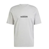 Remera gris de algodón con logo Adidas lineal negro estampado en el pecho.