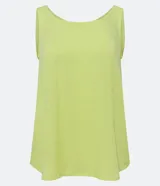 Musculosa femenina de tejido plano, color verde lima, con escote redondo y tirantes anchos.